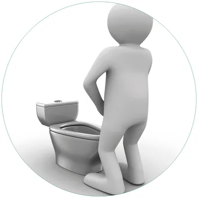 Produktbild von Wallario Premium Glasbild, freischwebende Optik, kräftige Farben, rund 50cm Durchmesser, Motiv Pinkelndes Computer-Männchen und künstliche Toilette