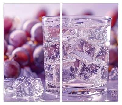 Produktbild von Spritzschutz Herdabdeckplatte Schneidebrett aus Glas Traubeneisgetränk 2-Teilig (60x52cm)
