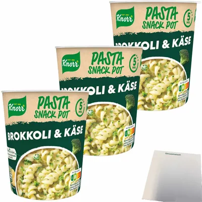Produktbild von Knorr Pasta Snack Brokkoli-Käse Sauce 3er Pack (3x62g Packung) + usy Block