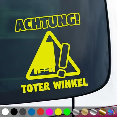 Produktbild von PantherPixel Toter Winkel Aufkleber Achtung Voricht Angles Morts Sticker Auto Geschenkidee Farbe Neon-Gelb