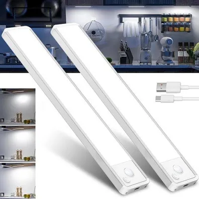 Zdjęcie produktu dla Oświetlenie do szafek - Białe - 20 cm - Bezprzewodowa listwa LED z czujnikiem ruchu - Do kuchni i szafek