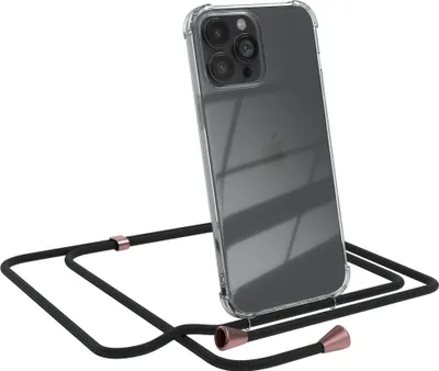 Produktbild von EAZY CASE Handykette kompatibel mit Apple iPhone 13 Pro Max, Handyhülle mit Umhängeband, Handykordel, Schutzhülle Clear, Band in Schwarz