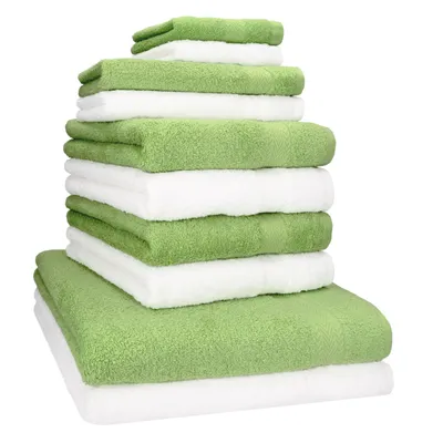 Produktbild von Betz 10-tlg. Handtuch-Set PREMIUM CLASSIC 2 Duschtücher 4 Handtücher 2 Gästetücher 2 Seiftücher  Farbe: apfelgrün & weiß