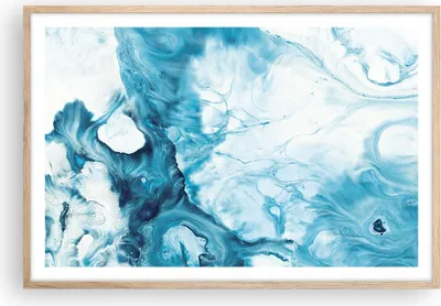 Produktbild von Gerahmtes Poster - Rahmen in heller Eiche - Abstraktion Flüssigkeit hellblau - 91,5x61 cm - Wand Bild - Wanddeko - Wandbilder - Wandposter - Bilderrahmen - Bilder - Kunstdruck - P2NAA91x61-4356
