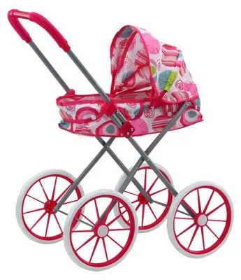 Immagine prodotto di LEAN Toys 17742 Carrozzina pieghevole per bambole con ruote grandi, rosa a motivi