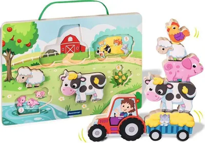 Image de Puzzle magnétique en bois Play+ : La ferme - 12 mois et plus