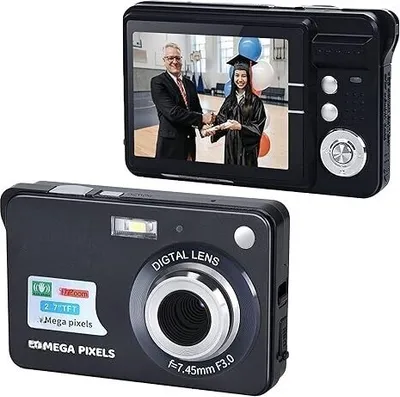 Produktbild von ZELURXX 2,7 Zoll Digitalkamera CCD, 48 MP 8-facher Digitalzoom, Tragbarkeit, Vintage-Filter, Studenten-/Kinderkamera, 9,2 x 6 x 1,9 cm, Schwarz
