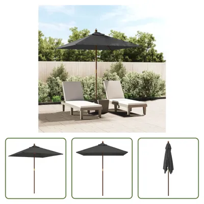 Image de The Living Store Parasol avec mât en bois Anthracite 198x198x231 cm