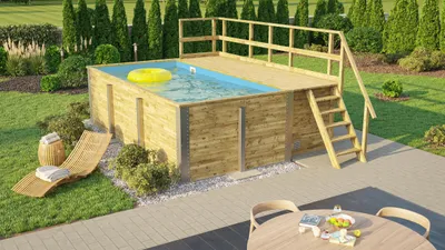 Produktbild von Massivholzpool 595 Gr.1 Blau B x T x H 500 x 315 x 203