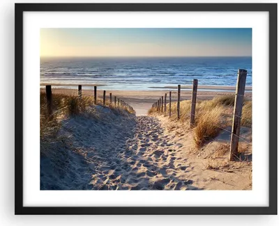 Produktbild von Gerahmtes Poster - Schwarzer Rahmen - Meer Strand Düne - 50x40 cm - Wand Bild - Wanddeko - Wandbilder - Kunstposter - Wandposter - Bilderrahmen - Bilder - Kunstdruck - Wandbild - P2BAA50x40-3612