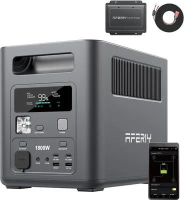 Productafbeelding van AFERIY P180 1800 W 1024 Wh met AF-DC060 580 W DC-DC-lader, UPS, 9 uitgangen, voor camping en camper