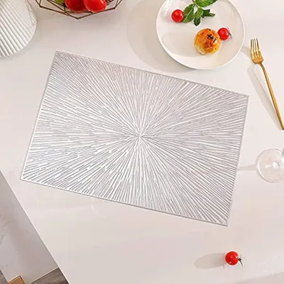 Placemat-Set 4er-Pack, PVC, hitzebeständig, rutschfest, silber, 46x33 cm