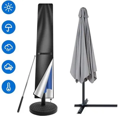 Produktbild von Sonnenschirm Schutzhülle 190x50x30 cm - Wasserdichte Sonnenschirmhülle mit Reißverschluss und Teleskopstab - UV Beständig - Oxford Gewebe Abdeckung