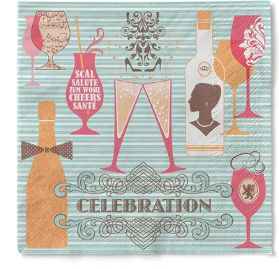 Produktbild von Sovie HOME Serviette Celebration in Mint-Orange aus Tissue 33 x 33 cm, 20 Stück