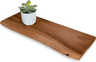 Produktbild von Wandregal Akazienholz nussbaum massiv 70x20 cm Holzregal Steckboard Baumkante AMANDA