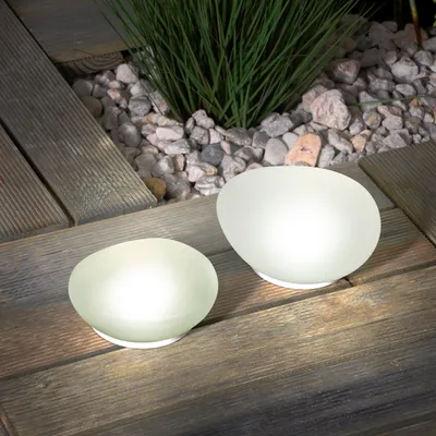 Produktbild von esotec Solar Glas-Leuchtsteine im 2er-Set wetterfest ECHTGLAS outdoor 102084