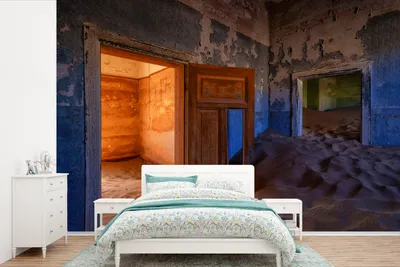 Produktbild von MuchoWow® Fototapete für Wohnzimmer oder Schlafzimmer Wandtapete Vinyl Motivtapete Tür - Sand - Wüste - Architektur - 600x400 cm - Vinyltapeten