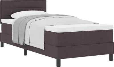 Image de Lit à ressorts avec tête de lit Marron foncé 80 x 200 cm tissu