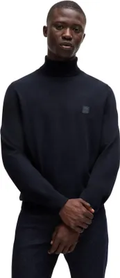 Produktbild von Boss Orange Rollkragenpullover dunkelblau Baumwolle Kaschmir normale Passform