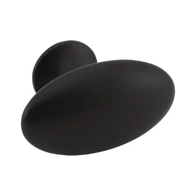 Produktbild von Möbelknopf Oval Simple Breite 60 mm, Höhe 35 mm, Zinkdruckguss schwarz matt