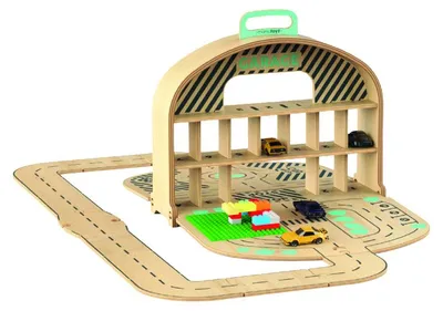Produktbild von Mamatoyz – Holzgarage – Natur | Holzspielzeug