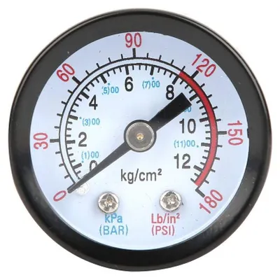 Manometer 0–180 psi / 0–12 bar, 42 mm, für Luftkompressoren