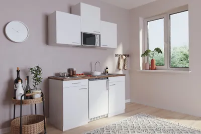 Produktbild von Küchenblock / Kleinküche Respekta mit Geräten 150cm weiß