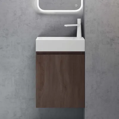 Immagine prodotto di doporro? Mobile Bagno Sospeso46x26x63cm, Mobiletto per Bagno con Lavabo, Rovere marrone, Seria Pisa F077