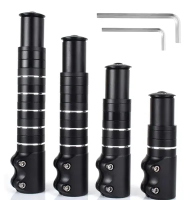 Immagine prodotto di Prolunga per manubrio da bicicletta, in alluminio, diametro 28,6 mm, regolabile in altezza da 85 a 175 mm, lunghezza 150 mm, per manubri da bicicletta