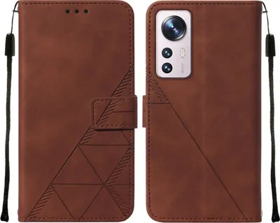 Produktbild von Xiaomi 12 Pro Hülle, Schlank Prägung Flip Leder Kartenfächer Schutzhülle mit Ständer für Xiaomi 12 Pro Braun