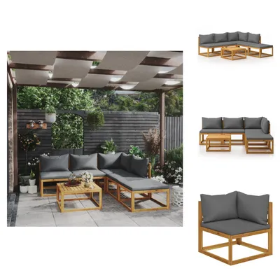 Produktbild von vidaXL 6-tlg. Garten-Lounge-Set mit Auflagen Massivholz Akazie -  Gartenmöbel-Sets