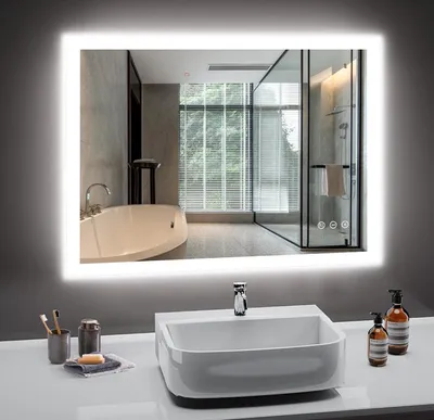 Produktbild von PESENXAN LED Spiegel Bad 80x60cm, Badspiegel mit Beleuchtung 3 Lichtfarbe Dimmbar, Anti-Beschlag Funktion, Spiegel Bad mit Beleuchtung Touch-Schalter Memory-Funktion IP44 Wasserfest