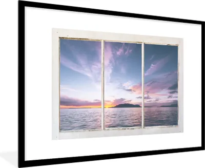 Produktbild von MuchoWow® Gerahmtes Poster Aussicht - Insel - Meer 90x60 cm - Poster mit Schwarzem Bilderrahmen Wandposter Rahmen Foto Bilder - Wanddekoration - Fotos