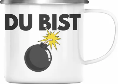 Produktbild von Trendation - Du Bist Bombe Lustige Emaille Tasse mit Spruch Geschenk Kollege Kollegin Bester Freund Freundin Sarkastischer Spruch (Silber)