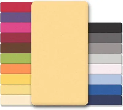 Productafbeelding van Famanu spreihoes, crèmegeel, katoen jersey - 140x200-160x200 cm