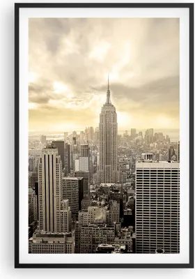 Produktbild von Gerahmtes Poster - Schwarzer Rahmen - Stadt Wolkenkratzer Manhattan New York - 61x91,5 cm - Wand Bild - Wanddeko - Wandbilder - Wandposter - Bilderrahmen - Bilder - Kunstdruck - P2BPA61x91-2630