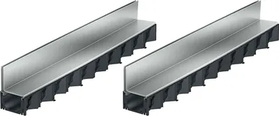Two identical drainage channels are shown from a diagonal angle against a white background.