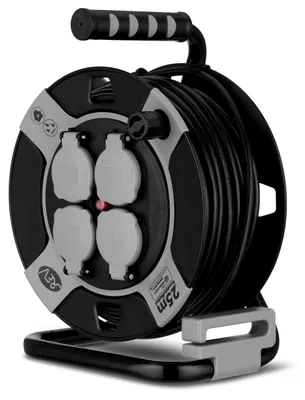 Produktbild von REV Kabeltrommel EX 25m Outdoor, IP44, 4 Steckdosen, grau