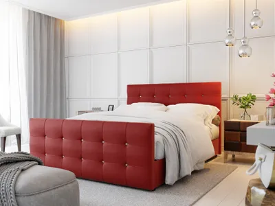 Produktbild von Boxspringbett Schlafzimmerbett MAURO 160x220cm Kunstleder Rot inkl.Bettkasten