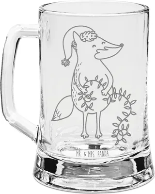 Produktbild von Mr. & Mrs. Panda Krug Fuchs Weihnachten - Transparent - Geschenk, Humpen, Weihnachtsmann, Seidel, Heiligabend, Weihnachtszeit, Füchse, Gravur Bierkrug, graviert, Mit