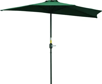 Image de Outsunny Demi parasol - parasol de balcon 5 entretoises mšŠtal 2,93 x 1,5 x 2,49 m polyester haute densitšŠ vert