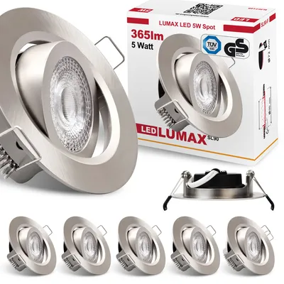 A collage of LED downlights and their packaging.