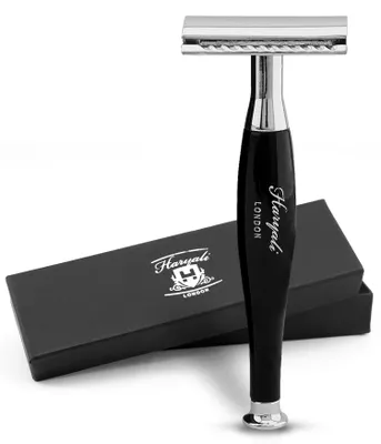 Produktbild von Herren-Nassrasierer, doppelseitiger Rasierhobel für Unisex, Metallgriff, schwarz Rutschfester Rasierhobel aus hochwertigem Messing, silberfarben