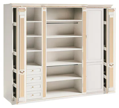 Produktbild von Weißer Stilvoller Kleiderschrank Massivholz Luxus Schlafzimmer Schrank