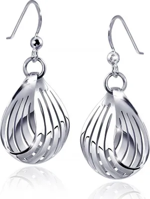 Produktbild von MATERIA Damen Ohrringe Creolen 925 Sterlingsilber Tropfen hängend groß mit Box #SO-241