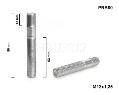 Obrázek produktu pro Kolový svorník - šteft M12x1,25x52+13 oboustranný závit, PRB80, celková délka 80 mm