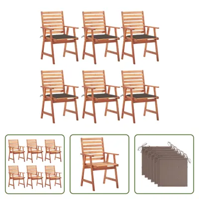 Produktbild von The Living Store Garten-Essstühle 6 Stk. mit Kissen Massivholz Akazie