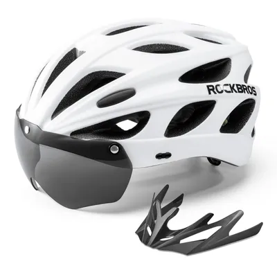 Produktbild von ROCKBROS Fahrradhelm Helm mit Abnehmbaren Magnet Brillen Visier Damen Herren weiß großer 58-65CM