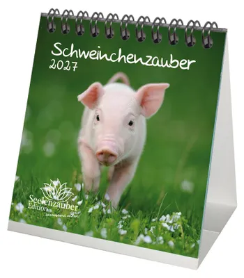 Produktbild von Schweinchenzauber Tischkalender 10x10cm für 2027 Schweine Schweinchen - Seelenzauber