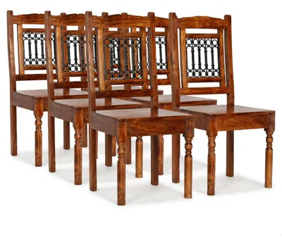 Image de Chaises de salle à manger - Chaises - Chaises noires - Chaises en bois - Chaises en bois massif - Lot de 6